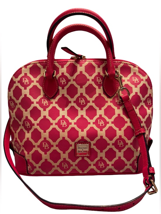 Dooney & Bourke Handbags - Dooney & Bourke Pink & Ivory Monogram Sanibel Dome Satchel